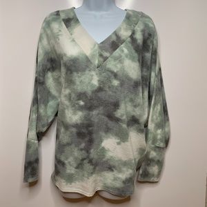 Fleece Tie Dye Lounge Wear Long Sleeve Sweater Top